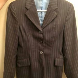 Striped Navy Equestrian Show Jacket, Size 10.5